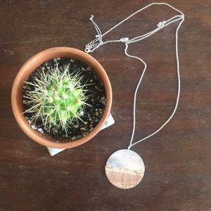 Silver and cork drop necklace